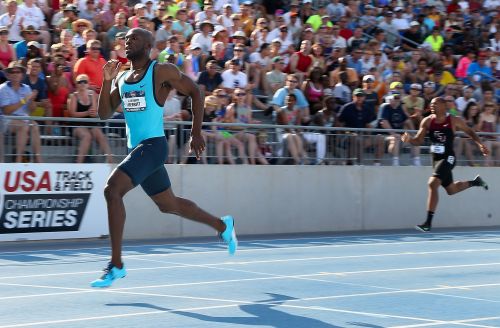LaShawn Merritt competes en route to winning the Men's 400 Meter Dash final on day three of the 2013 USA Outdoor Track & Field Championships at Drake Stadium