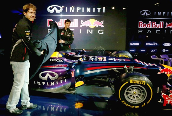 Mark Webber with Sebastian Vettel (left)