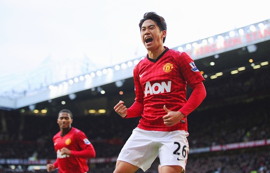 Shinji Kagawa of Manchester United celebrates