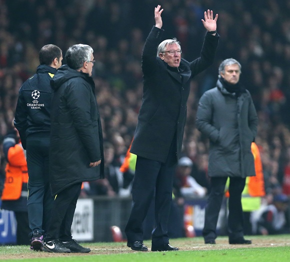 Manchester United manager Sir Alex Ferguson reacts after Nani is sent off