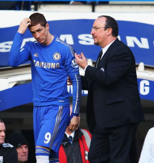 Fernando Torres with Rafa Benitez