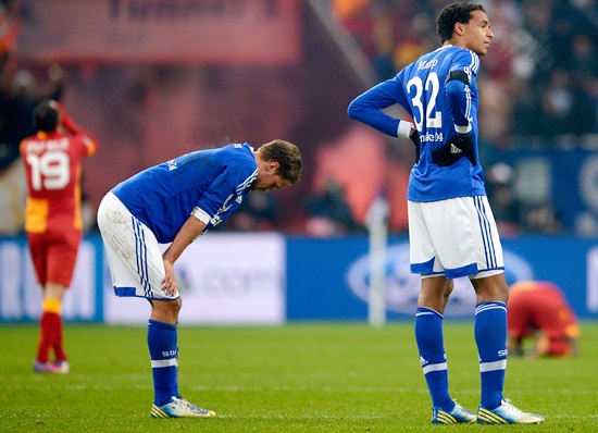 Joel Matip of Schalke looks dejected after the UEFA Champions League