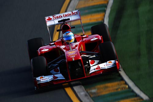 Fernando Alonso of Spain and Ferrari drives during practice for the Australian Formula One Grand Prix