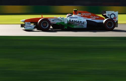 Adrian Sutil of Germany and Force India drives during practice for the Australian Formula One Grand Prix