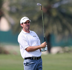 Thomas Aiken of South Africa in action during day three of the Avantha Masters at Jaypee Greens Golf Club in NeW Delhi on Saturday