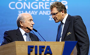 Jerome Valcke and Sepp Blatter (left)