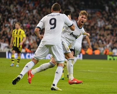 Sergio Ramos celebrates after scoring