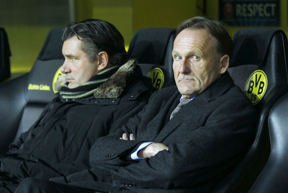 Borussia Dortmund's sports director Michael Zorc (left) and CEO Hans-Joachim Watzke