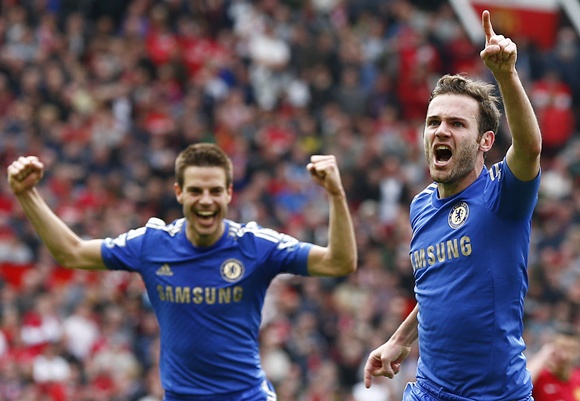 Chelsea's Juan Mata (right) celebrates his goal
