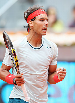 Rafael Nadal of Spain celebrates defeating Benoit Paire of France on Wednesday