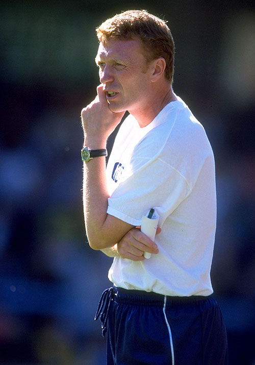 David Moyes, the Preston manager, watches over the Nationwide Division Two match against Wycombe played in Wycombe, England, in August, 1999