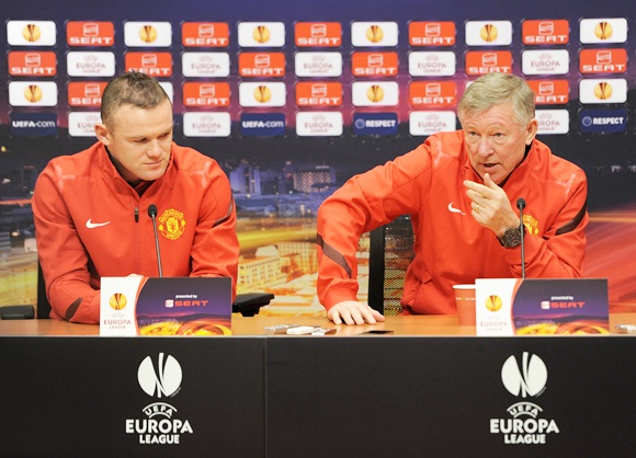 Wayne Rooney of Manchester United with Sir Alex Ferguson