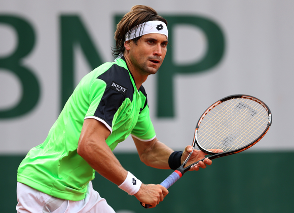 David Ferrer of Spain in action