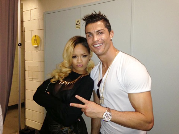 Cristiano Ronaldo poses with Rihanna
