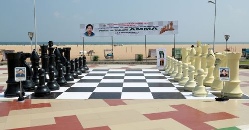 A chess board at Marina Beach