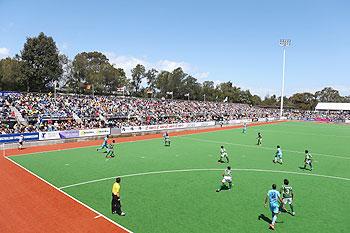 A general view of action from a hockey match between India and Pakistan