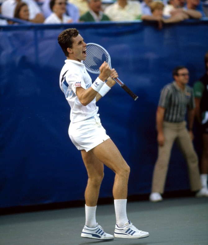 Czech tennis player Ivan Lendl celebrates