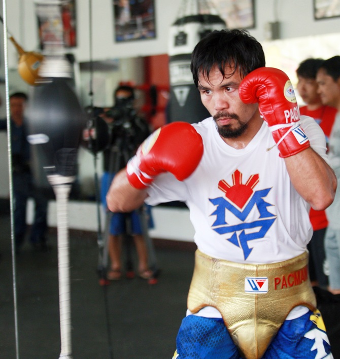 Manny Pacquiao takes part in a training session