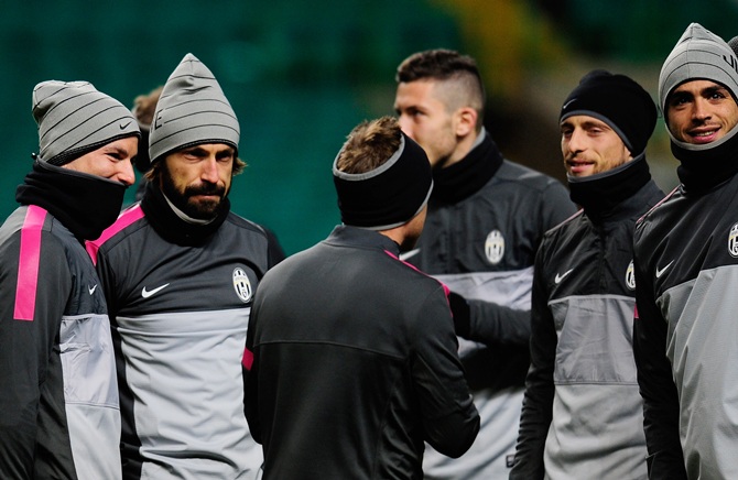 Juventus player Andrea Pirlo (second left) and his team mates