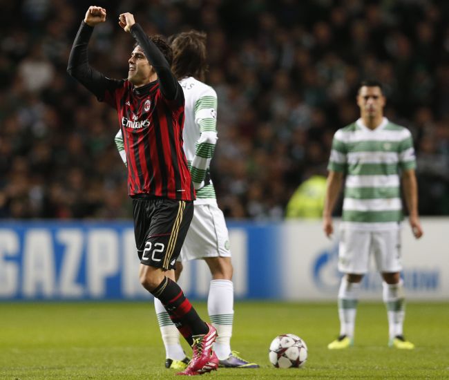 AC Milan's Kaka celebrates his goal against Celtic during their Champions League soccer match