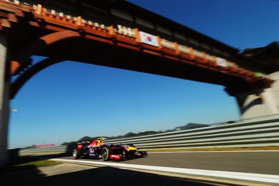 Mark Webber of Australia and Infiniti Red Bull Racing drives during practice for the Korean Formula One Grand Prix 