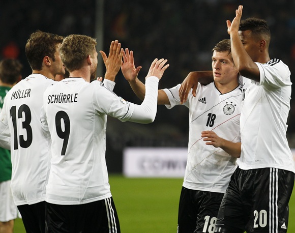  (From left) Germany's Thomas Mueller, Andre Schuerrle, Toni Kroos and Jerome Boateng