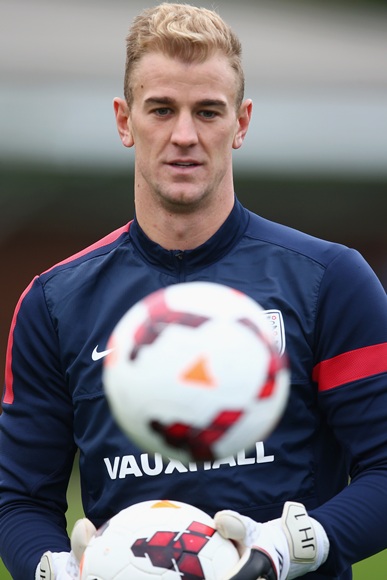 Joe Hart of England in action during an England Training session
