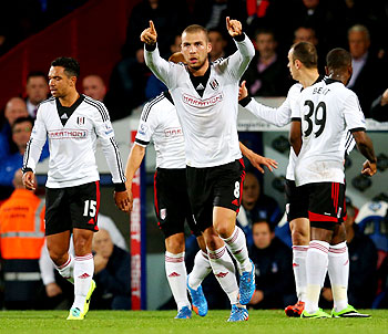 Pajtim Kasami of Fulham celebrates after scoring a goal against Crystal Palace during their English Premier League match at Selhurst Park in London on Monday