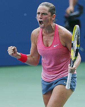 Roberta Vinci celebrates after defeating Giorgi on Monday