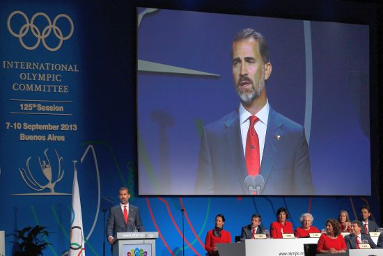 Prince Felipe of Spain speaks during the presentation by the Madrid 2020 bid committee to host the 2020 Summer Olympic Games