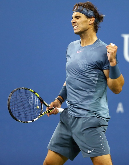 Rafael Nadal of Spain celebrates a point