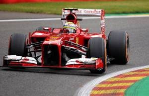  Felipe Massa of Brazil and Ferrari drives during practice for the Belgian Grand Prix