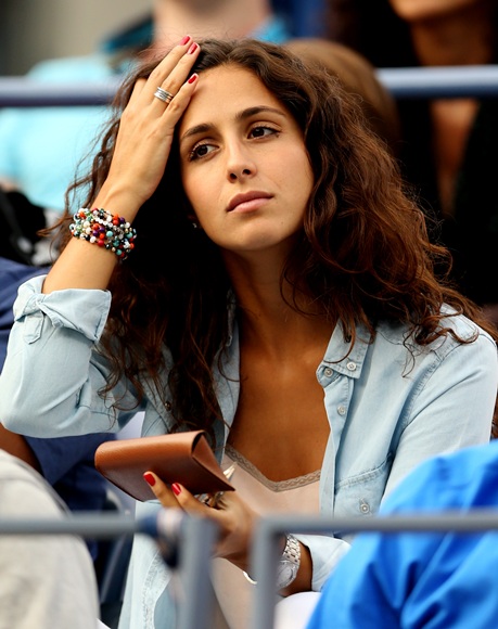 Rafael Nadal of Spain's girlfriend Xisca Perello watches his men's singles match