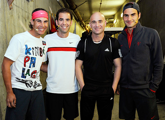 Rafael Nadal, Andre Agassi, Pete Sampras and Roger Federer