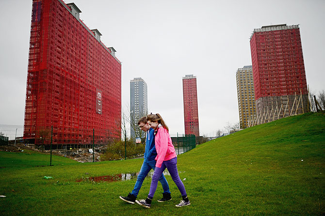 A general view of the iconic Red Road flats in Glasgow, Scotland. Five of the six tower blocks are to be demolished, which will apparently take just 15 seconds, during the opening ceremony of the 2014 Commonwealth Games being held in the city on July 23, 2014