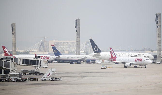 Planes are pictured at Rio de Janeiro's international airport
