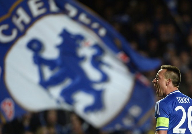 Chelsea's John Terry reacts at the end of their Champions League quarter-final match