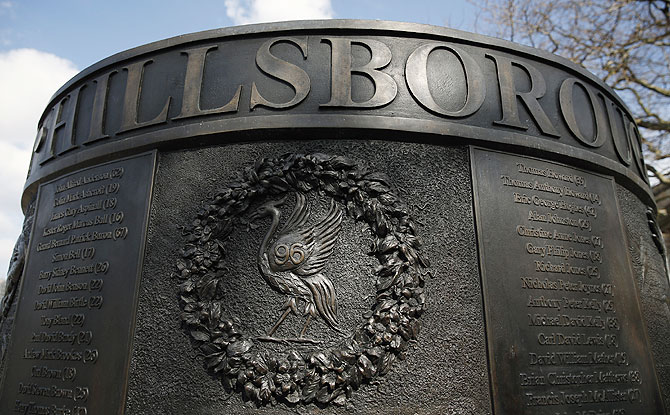 The Hillsborough memorial is seen in Liverpool