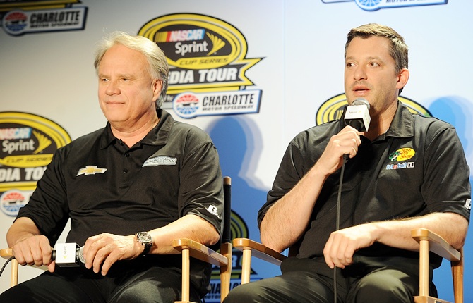 Tony Stewart (right), co-owner of Stewart-Haas Racing and Gene Haas, co-owner of Stewart-Haas Racing