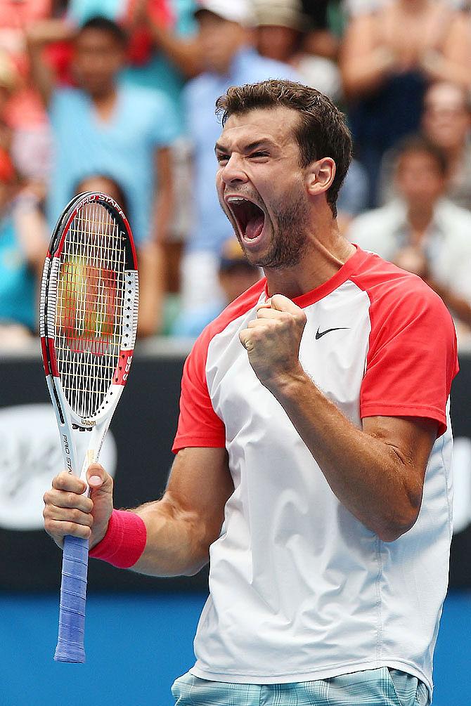 Grigor Dimitrov of Bulgaria celebrates