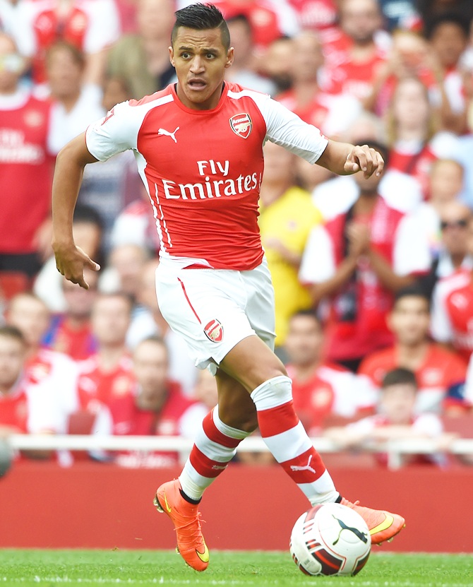 Alexis Sanchez of Arsenal in action
