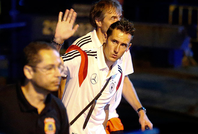 Germany's national team player Miroslav Klose waves to fans