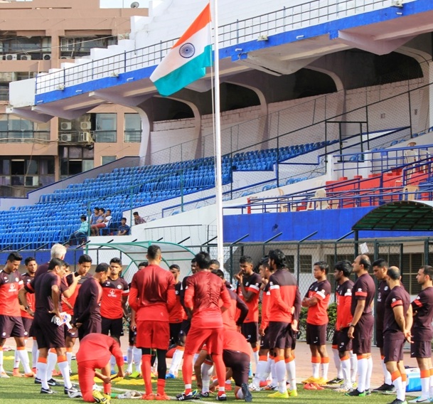 Team India during the flag hoisting