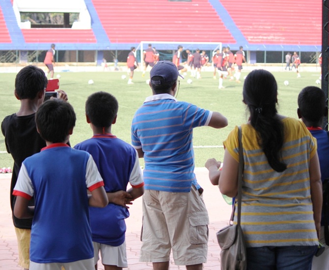 Fans at the stadium in Bangalore