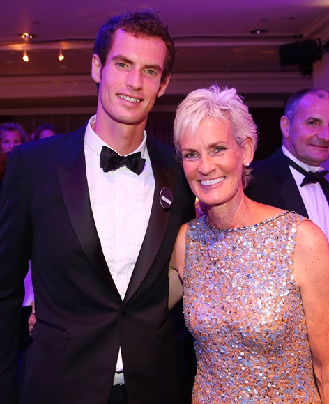 Gentlemen's Singles Champion Andy Murray of Great Britain poses with his mother Judy Murray