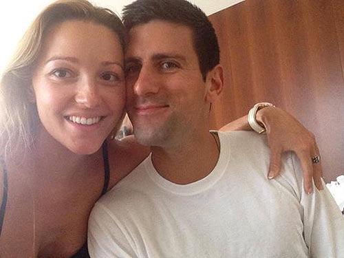 Novak Djokovic with his wife Jelena Ristic