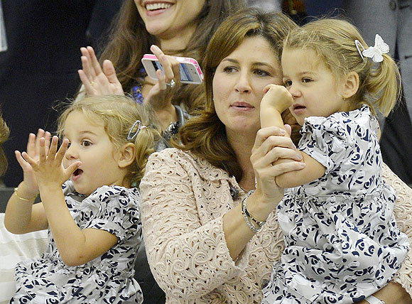 Roger Federer's wife Mirka Federer with their twins Charlene Riva and Myla Rose