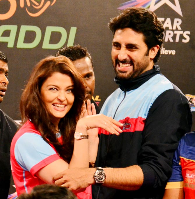 Abhishek Bachchan, right, with wife Aishwary