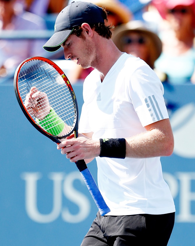 Andy Murray of Great Britain reacts against Robin Haase of the Netherlands