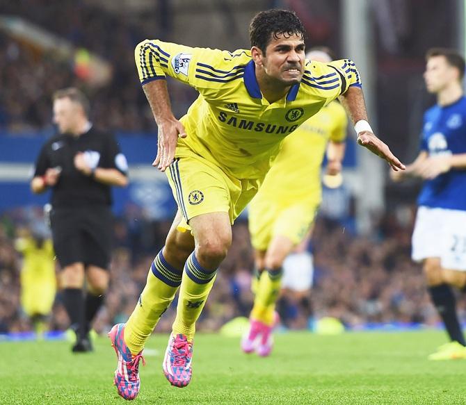 Diego Costa of Chelsea celebrates